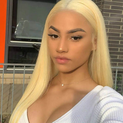 613 Hair Straight 5x5 Closure HD Lace Front Wig Blonde Pre Plucked Glueless Human Hair Wigs - GeetaHair