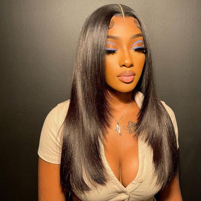 13x4/4x4 Hd Transparent Straight Layered Wig Pre Plucked Natural Hairline Human Hair Wigs - GeetaHair