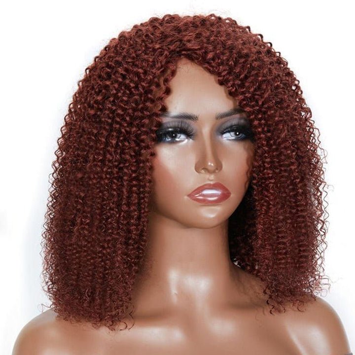 Reddish Brown Kinky Curly HD Lace Bob Wig Auburn Afro Curly Invisible Lace Human Hair Bob Wigs - GeetaHair