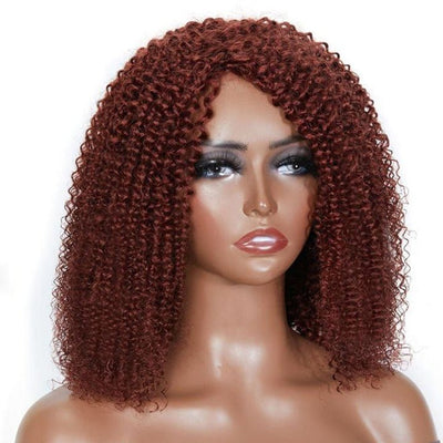 Reddish Brown Kinky Curly HD Lace Bob Wig Auburn Afro Curly Invisible Lace Human Hair Bob Wigs - GeetaHair
