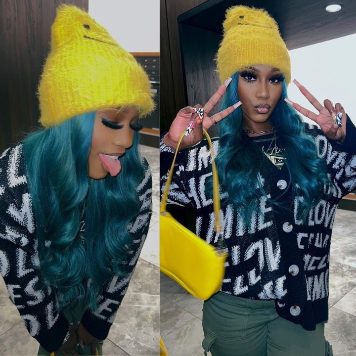Funky Colored Wigs | Emerald Green Straight 4x4/13x4 Lace Closure/Frontal Wig Pre plucked with Baby Hair HD Transaparent Lace Wigs - GeetaHair