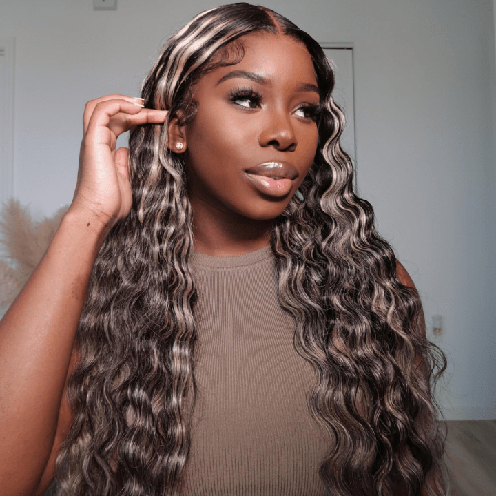 Balayage Loose Deep Wave 13x4/4x4 HD Lace Wig For Women Highlight Human Hair Wigs With Baby Hair - Geeta Hair - GeetaHair