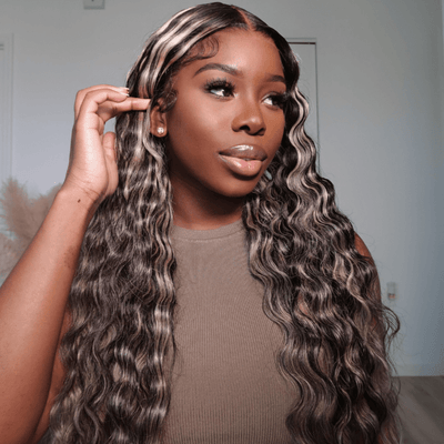 Balayage Loose Deep Wave 13x4/4x4 HD Lace Wig For Women Highlight Human Hair Wigs With Baby Hair - Geeta Hair - GeetaHair