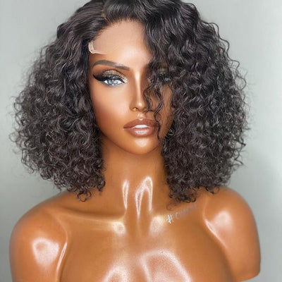 Geetahair Upgrade HD Lace Brazlian Curly Short Bob Wig Pre Plucked Natural Hairline Glueless Human Hair Bob Wigs - GeetaHair