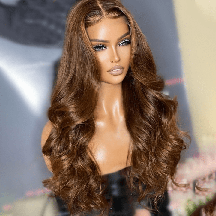 Geeta 13x4 Lace Front Body Wave Brown Wig Glueless HD Lace Human Hair Wigs Preplucked Long Wigs - GeetaHair