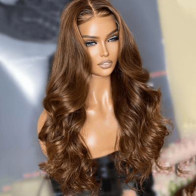 Geeta 13x4 Lace Front Body Wave Brown Wig Glueless HD Lace Human Hair Wigs Preplucked Long Wigs - GeetaHair