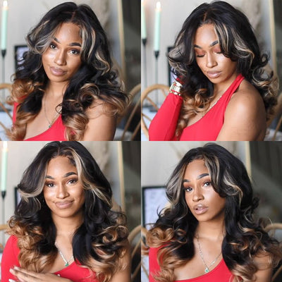 Ombre Highlight Wig Body Wave 5x5 Hd Lace Closure Glueless Wigs Real Human Hair - Geeta Hair - GeetaHair