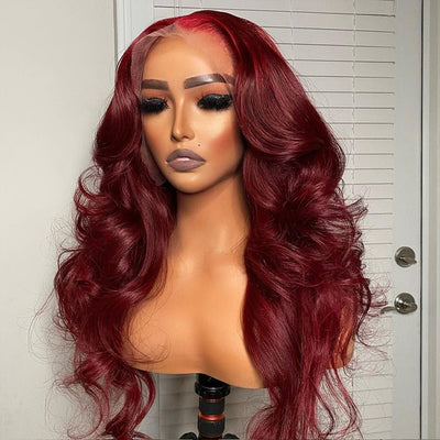 Burgundy Body Wave 13x4/4x4 HD Lace Wig 99j Colored Body Wave Human Hair Wigs - GeetaHair