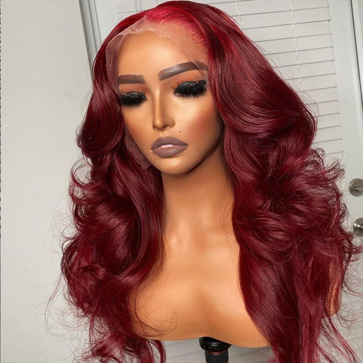 Burgundy Body Wave 13x4/4x4 HD Lace Wig 99j Colored Body Wave Human Hair Wigs - GeetaHair
