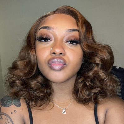 Glueless Dark Brown Body Wave Lace Front Colored Wig Chocolate Brown Loose Wave Human Hair Wigs - GeetaHair