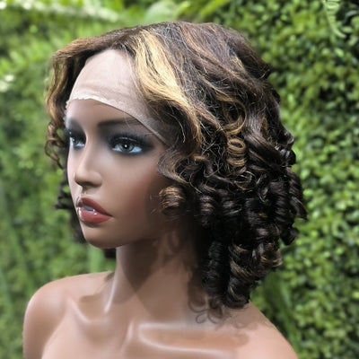 Over $101 Save $100: Short Bouncy Curly T Part Lace Big Spiral Curl Hair Wigs - Spring 2023 Flash Sale - GeetaHair