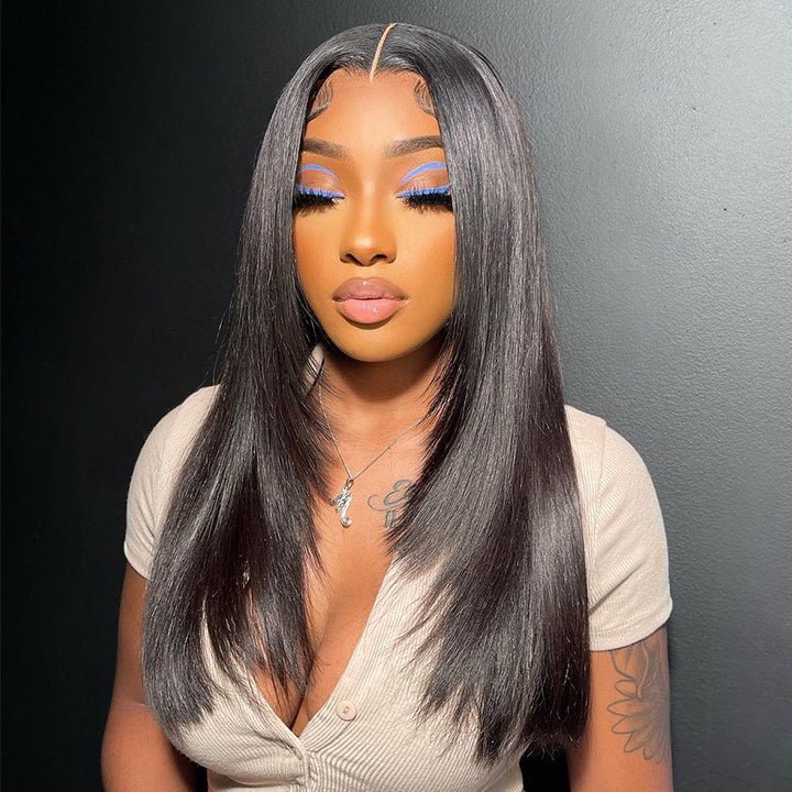 13x4/4x4 Hd Transparent Straight Layered Wig Pre Plucked Natural Hairline Human Hair Wigs - GeetaHair
