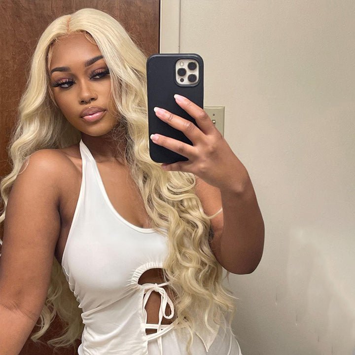 613 Hair Body Wave 5x5 Closure HD Lace Front Wig Blonde Pre Plucked Glueless Human Hair Wigs - GeetaHair