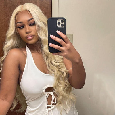 613 Hair Body Wave 5x5 Closure HD Lace Front Wig Blonde Pre Plucked Glueless Human Hair Wigs - GeetaHair