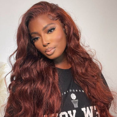 13x4 Reddish Brown HD Lace Front Human Hair Wigs Auburn Body Wave Transparent Lace Wig - Geeta Hair - GeetaHair