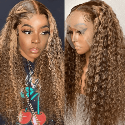 Curly Hair Highlights Wig 13x4 HD Lace Frontal/4x4 Lace Closure Glueless Wig Ombre Human Hair Wigs - Geeta Hair - GeetaHair