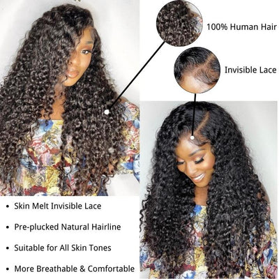 Geetahair Upgrade HD Lace Curly Wig With Pre Plucked Natural Hairline Lace Front Wigs Match All Skin Color - GeetaHair