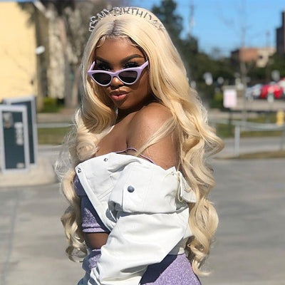 613 Hair Body Wave HD Lace Front Wig With Black Roots Blonde Pre Plucked Glueless Human Hair Wigs - GeetaHair