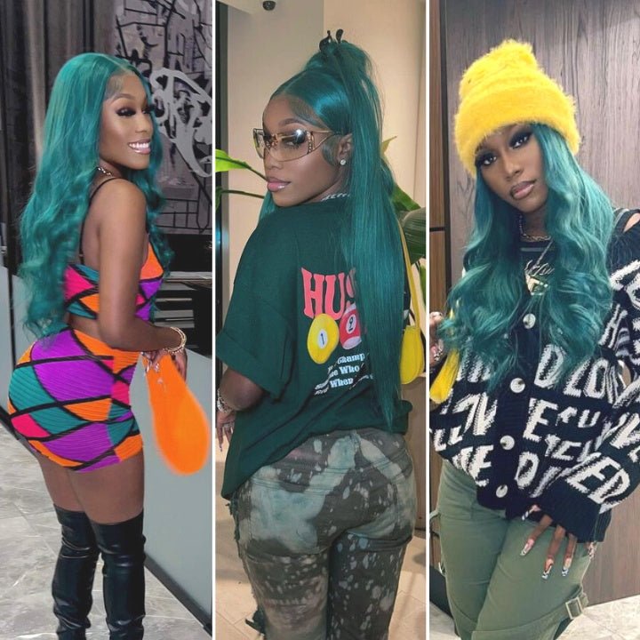 Funky Colored Wigs | Emerald Green Straight 4x4/13x4 Lace Closure/Frontal Wig Pre plucked with Baby Hair HD Transaparent Lace Wigs - GeetaHair