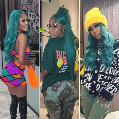 Funky Colored Wigs | Emerald Green Straight 4x4/13x4 Lace Closure/Frontal Wig Pre plucked with Baby Hair HD Transaparent Lace Wigs - GeetaHair