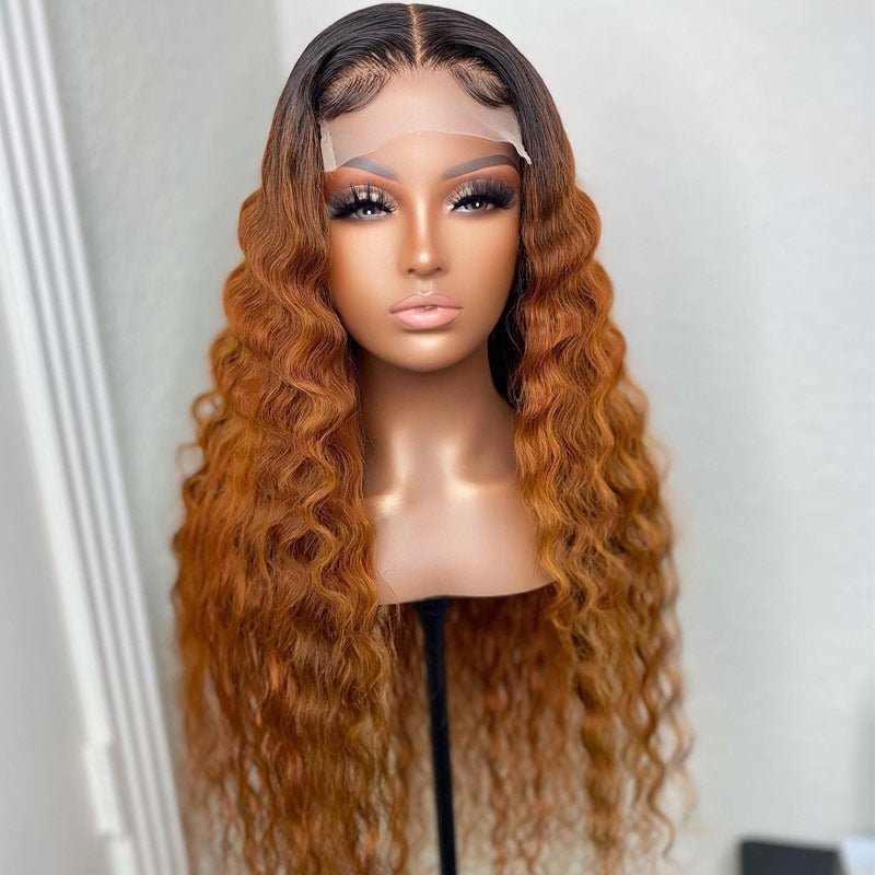 Glueless 5x5 Lace Closure Wig Ombre Colored Human Hair Wigs Collection Natural Crimps Curls Loose Deep Wave - Geetahair - GeetaHair