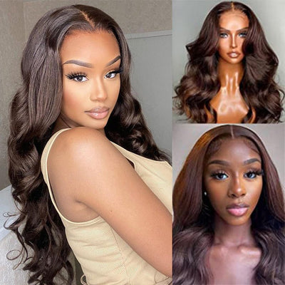 Dark Brown Lace Front Human Hair Wigs 13x4/4x4 Colored Body Wave Wigs - GeetaHair