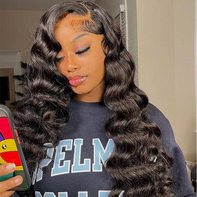 Highlight Loose Deep Wave Lace Front Wig Skunk Stripe Colored Human Hair Wigs - GeetaHair