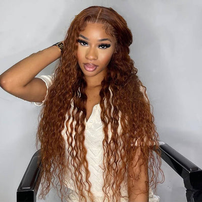 Brown Water Wave Transparent Lace Wig Colored 4x4/13x4 HD Lace Human Hair Wigs - GeetaHair