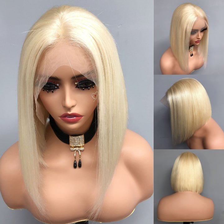 #613 Blonde 13x4 Short Bob Lace Front Wig Straight Hair Undetectable Lace Wig Pre Plucked With Baby Hair Natural Hairline Glueless Wig - Geeta Hair - GeetaHair