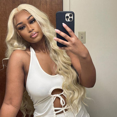613 Hair Body Wave 5x5 Closure HD Lace Front Wig Blonde Pre Plucked Glueless Human Hair Wigs - GeetaHair