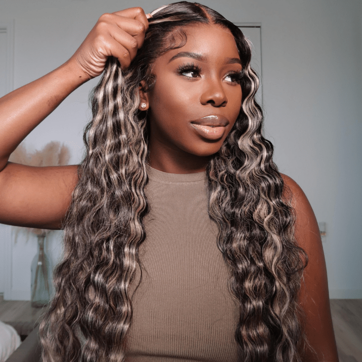 Balayage Loose Deep Wave 13x4/4x4 HD Lace Wig For Women Highlight Human Hair Wigs With Baby Hair - Geeta Hair - GeetaHair