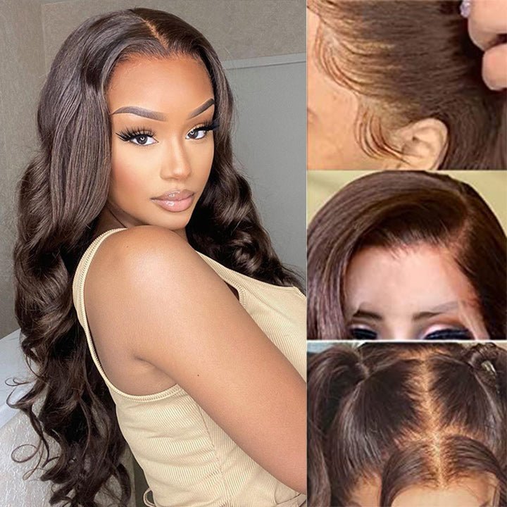 Dark Brown Lace Front Human Hair Wigs 13x4/4x4 Colored Body Wave Wigs - GeetaHair