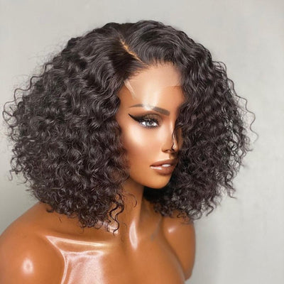 Geetahair Upgrade HD Lace Brazlian Curly Short Bob Wig Pre Plucked Natural Hairline Glueless Human Hair Bob Wigs - GeetaHair