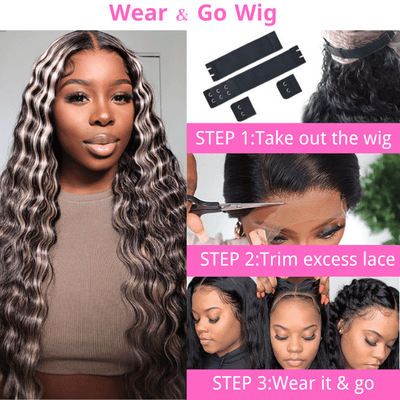 Balayage Loose Deep Wave 13x4/4x4 HD Lace Wig For Women Highlight Human Hair Wigs With Baby Hair - Geeta Hair - GeetaHair