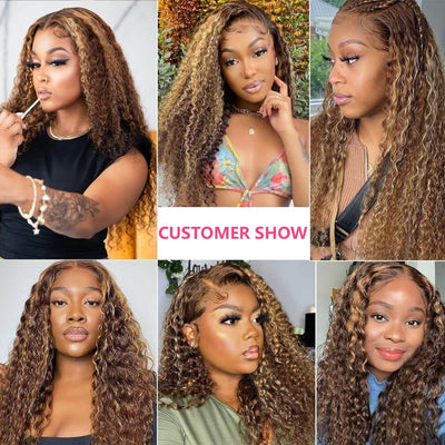 Curly Hair Highlights Wig 13x4 HD Lace Frontal/4x4 Lace Closure Glueless Wig Ombre Human Hair Wigs - Geeta Hair - GeetaHair