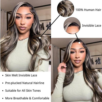 Balayage Body Wave 13x4/4x4 HD Lace Wig For Women Highlight Human Hair Wigs With Baby Hair - Geeta Hair - GeetaHair