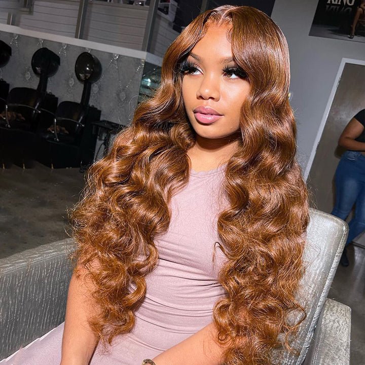 Brown Loose Deep Wave HD Transparent Lace Front Wig Colored Glueless Lace Human Hair Wigs - GeetaHair