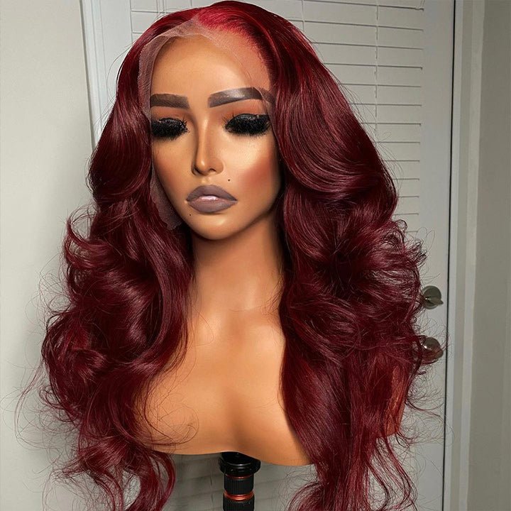 Burgundy Body Wave 13x4/4x4 HD Lace Wig 99j Colored Body Wave Human Hair Wigs - GeetaHair