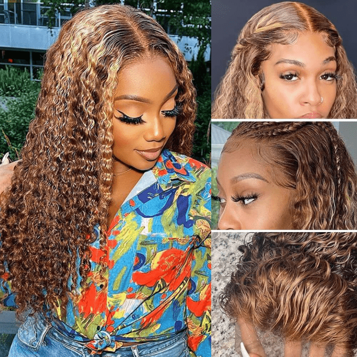 Curly Hair Highlights Wig 13x4 HD Lace Frontal/4x4 Lace Closure Glueless Wig Ombre Human Hair Wigs - Geeta Hair - GeetaHair
