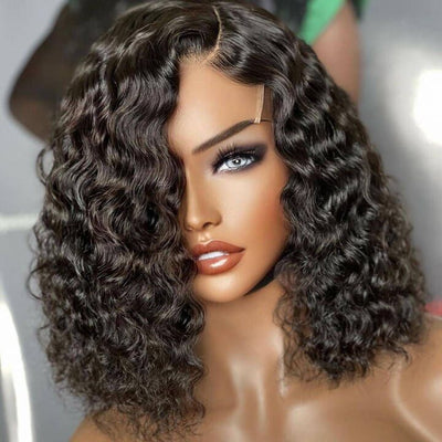 Spanish Curly Bob Wig 13*4/4*4 Short Human Hair Bob Wigs 8" - 14" Black Bob Wig - Geeta - hair - GeetaHair