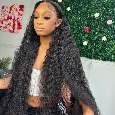 40 Inch Long Black Hair Curly HD Lace Front Wig Super Long Length Human Hair Wigs For Women - GeetaHair