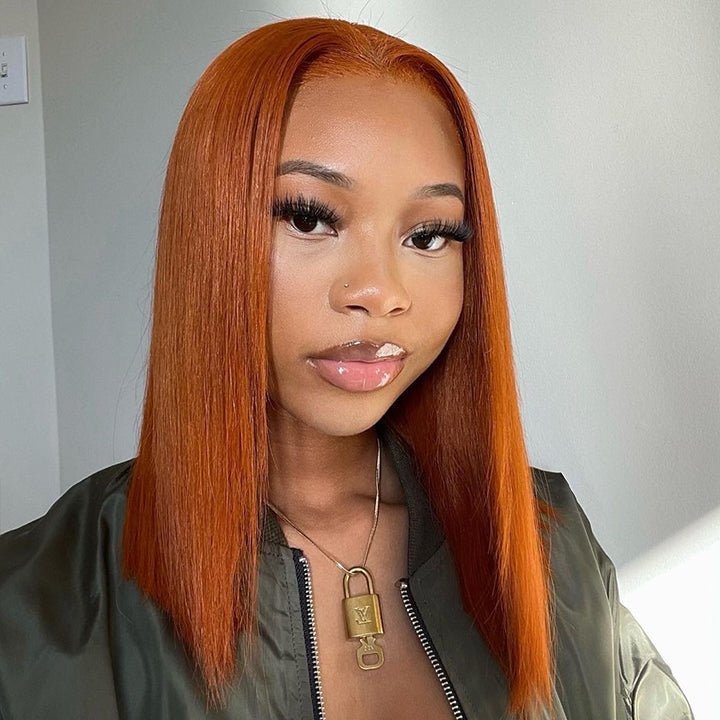 Ginger Straight HD Lace Front Bob Wig Colored Short Human Hair Bob Wigs - GeetaHair