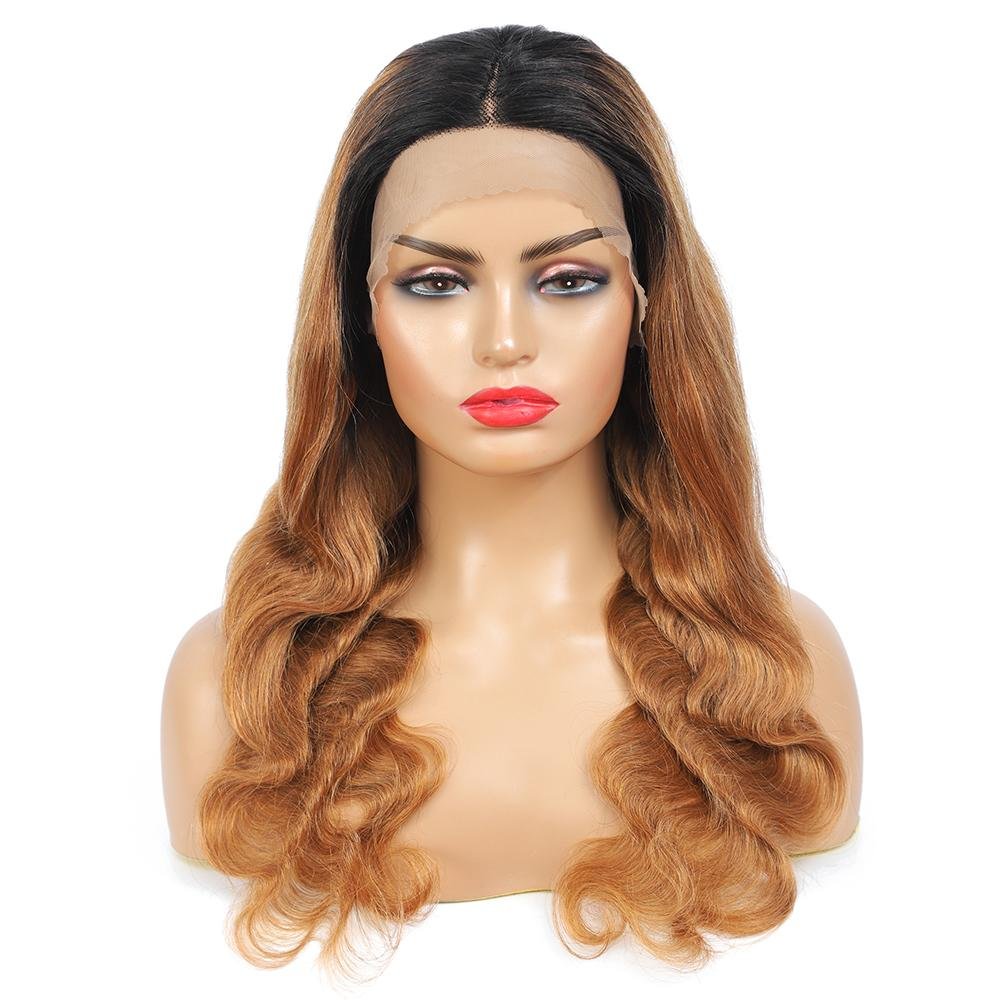 Body Wave Hair 1b/30 Ombre Honey Brown Color Guleless T Part Lace Frontal Wig 100% Virgin Human Hair Wigs - Geeta Hair - GeetaHair
