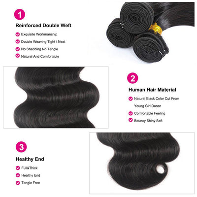GeetaHair 4 Bundles With 4x4 Lace Closure Body Wave 100% Unprocessed Human Hair - GeetaHair