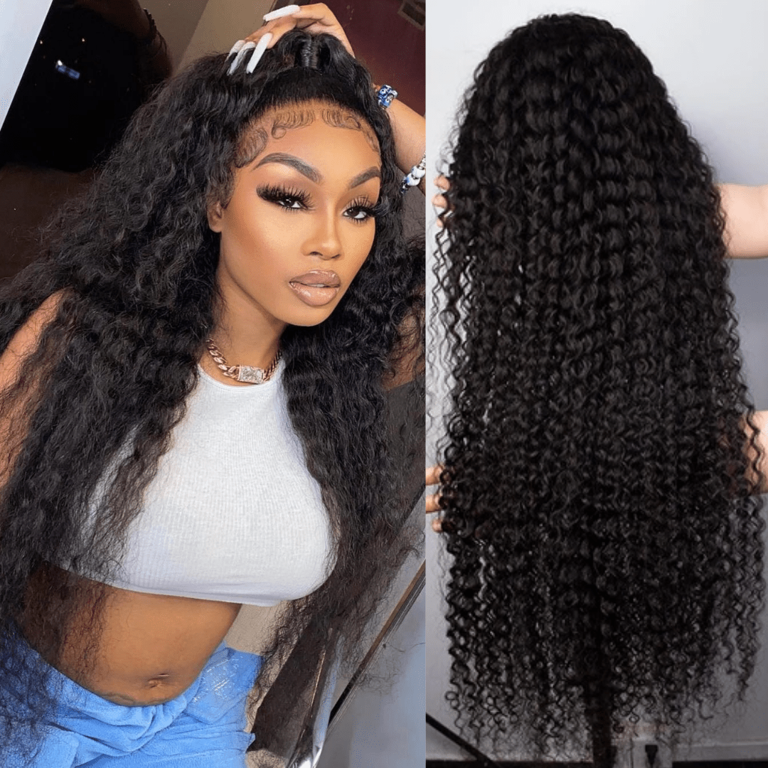 40 Inch Long Black Hair Curly HD Lace Front Wig Super Long Length Human Hair Wigs For Women - GeetaHair