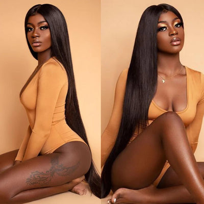 40 Inch Long Black Hair Straight HD Lace Front Wig Super Long Length Human Hair Wigs For Women - GeetaHair