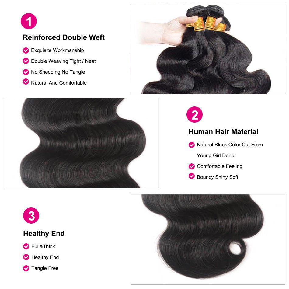 Geeta Hair Body Wave Hair 4 Bundles With 13x4 Lace Frontal Virgin Human Hair - GeetaHair