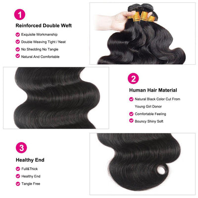 Geeta Hair Body Wave Hair 4 Bundles With 13x4 Lace Frontal Virgin Human Hair - GeetaHair