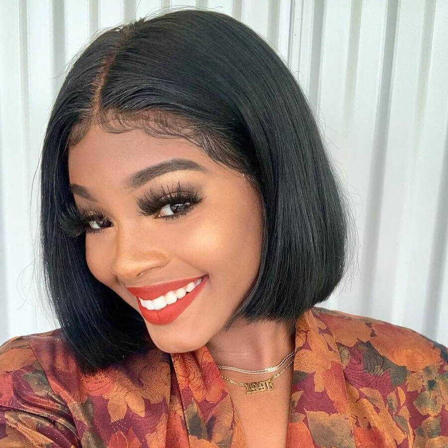 Short Straight Bob Wig T Part Lace Front Wig Virgin Human Hair 150% Density - Geeta Hair - GeetaHair