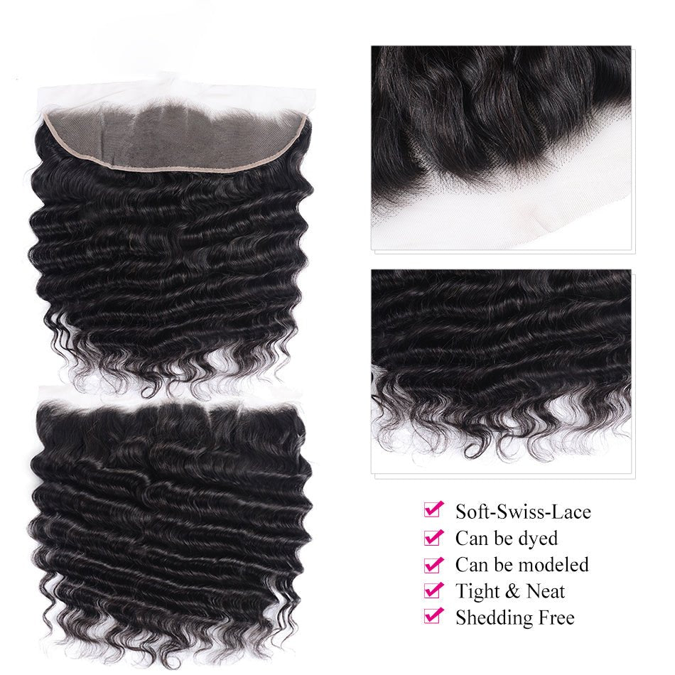 Geetahair Loose Deep Wave 13x4 Lace Frontal With 3 Bundles 100% Human Hair - GeetaHair